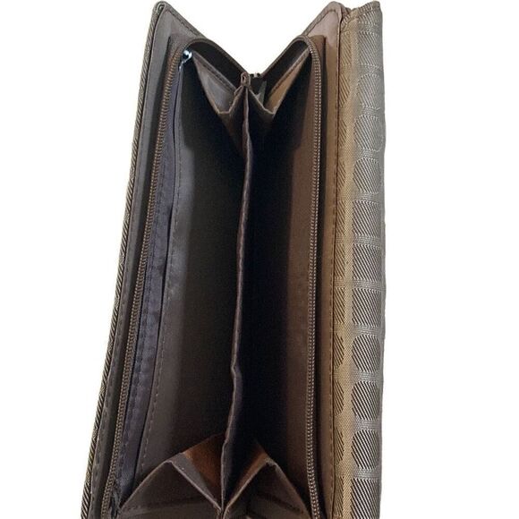 Checkered Billfold Wallet Clutch ID Card Holder Travel Vacation Elegant Neutral - Picture 5 of 9